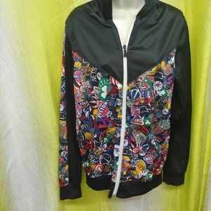 NBA U | Pattern Black Zip Up Sweatshirt Basketball Medium Boys Graphic Hoodie